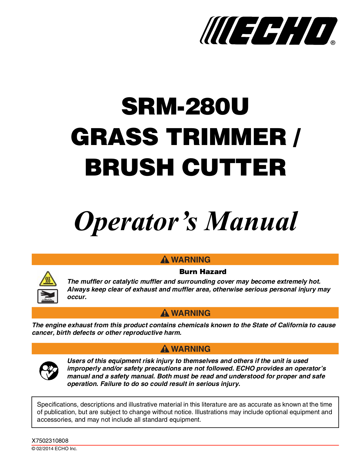 Echo SRM-280U User Manual