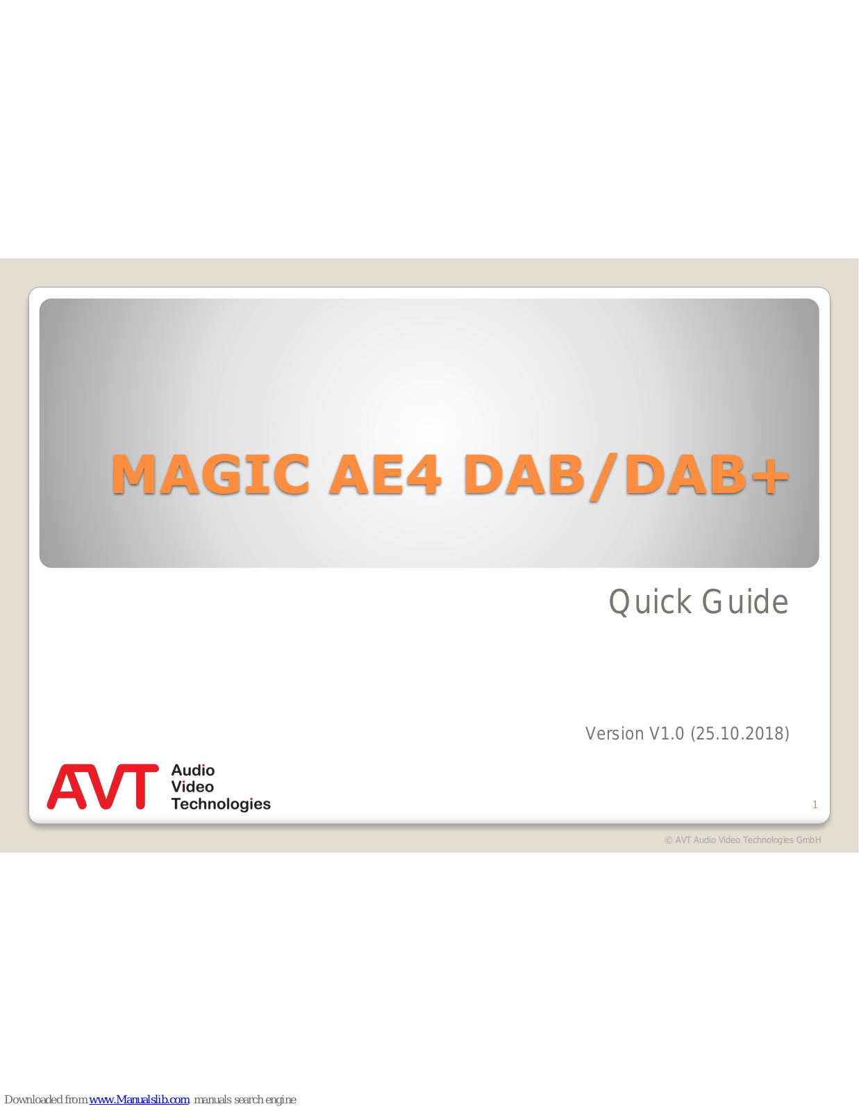 AVT MAGIC AE4 Quick Manual - ManualMachine.com