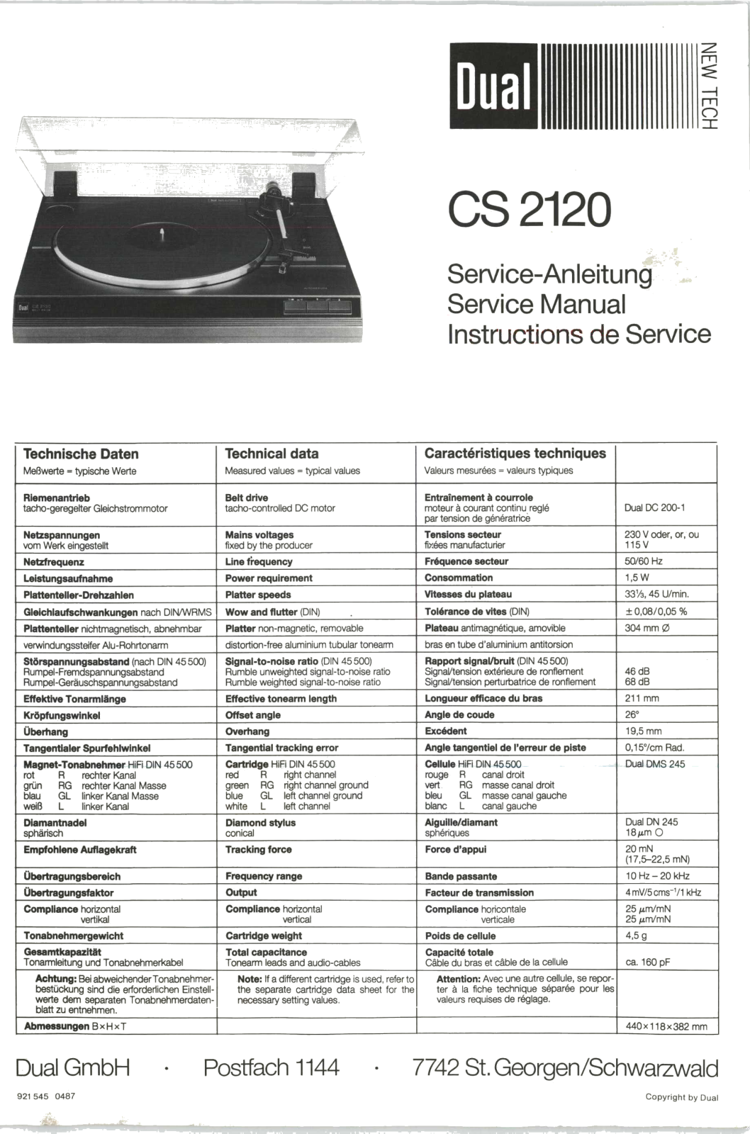 Dual CS-2120 Service Manual