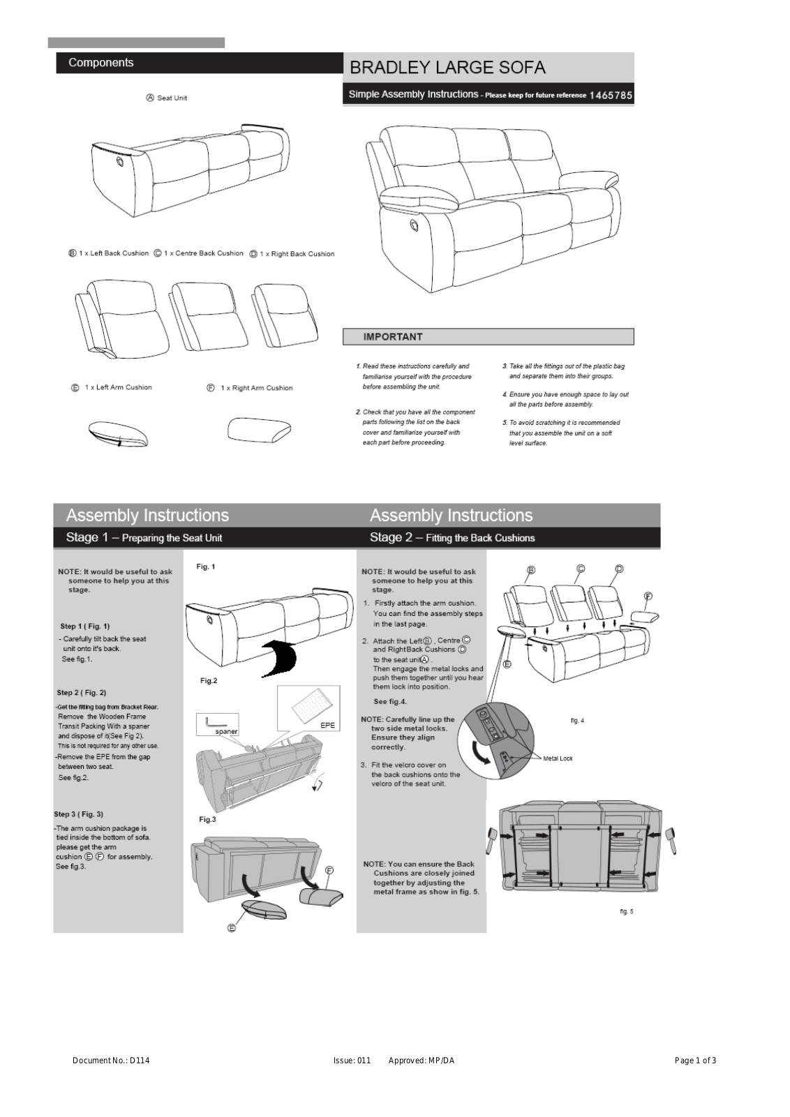 Argos 1465785 ASSEMBLY INSTRUCTIONS