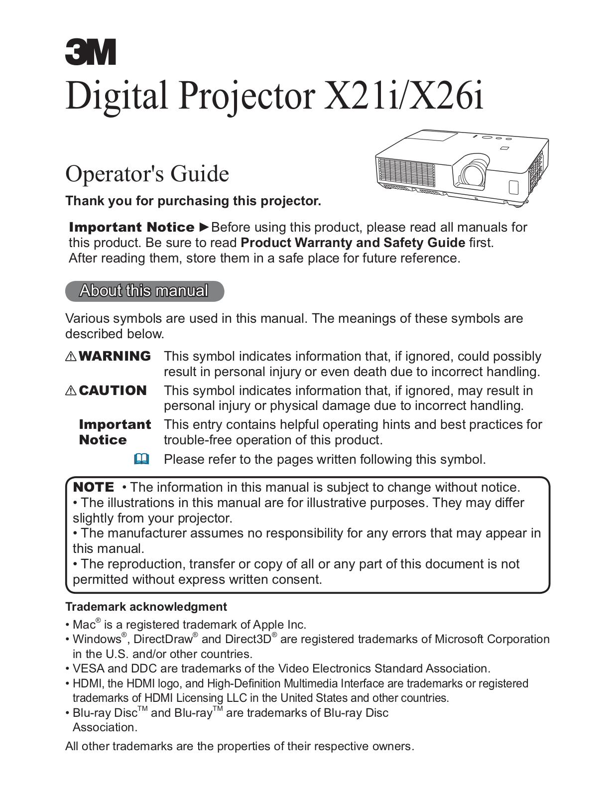 3M X21i, X26i User Manual