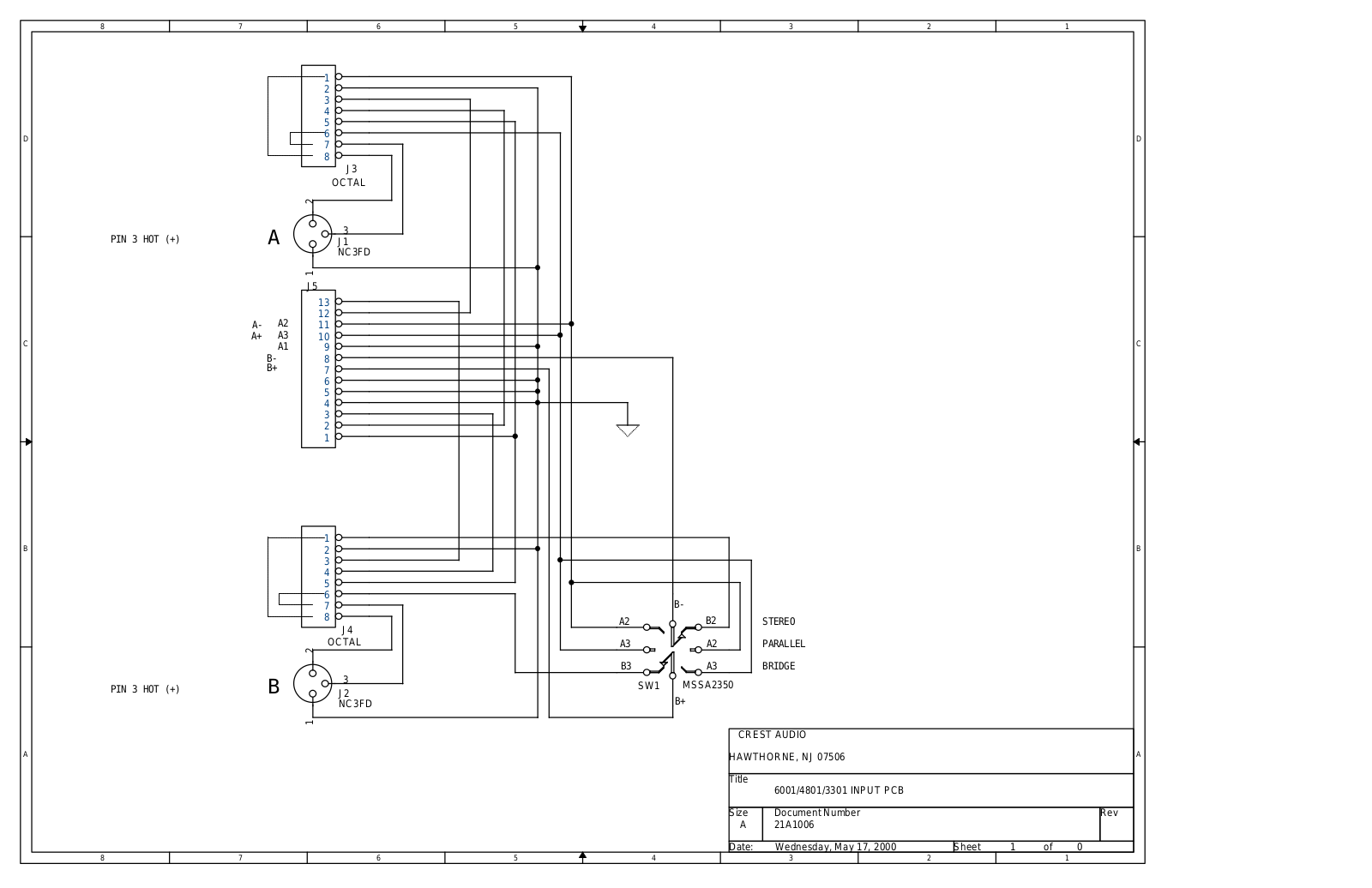 Crest 6001 Set, 4801 set, 6001, 4801, 3301 Input board User Manual