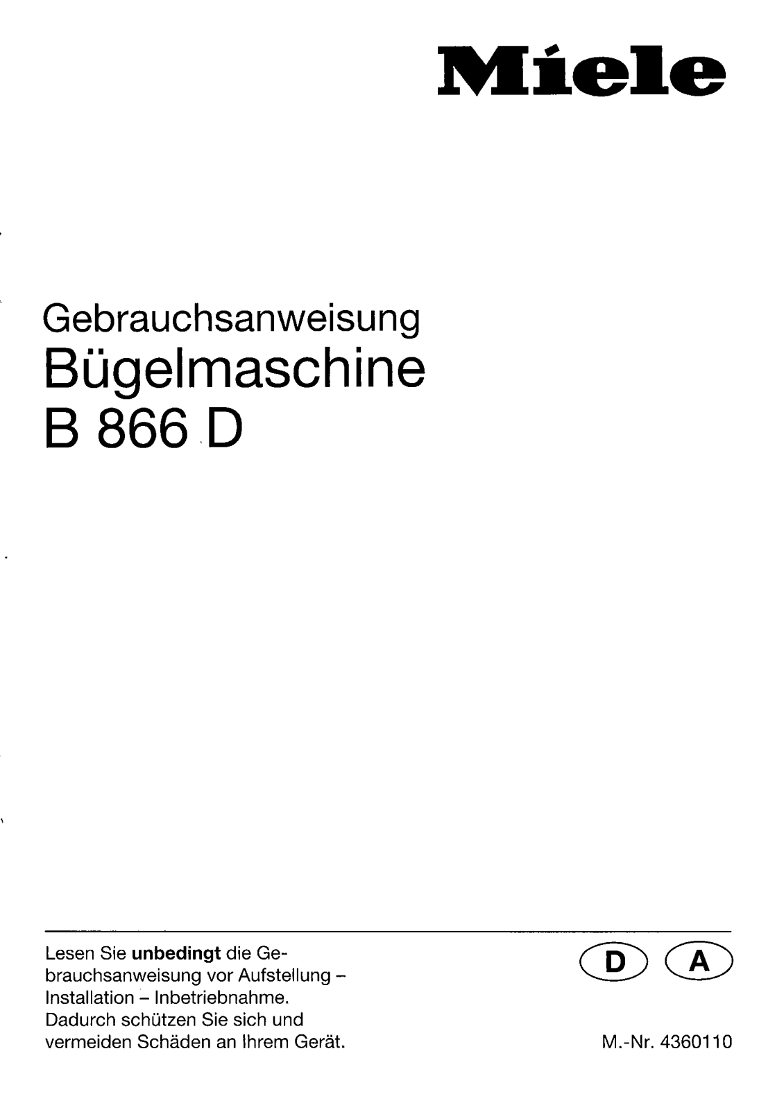 Miele B 866 D User manual