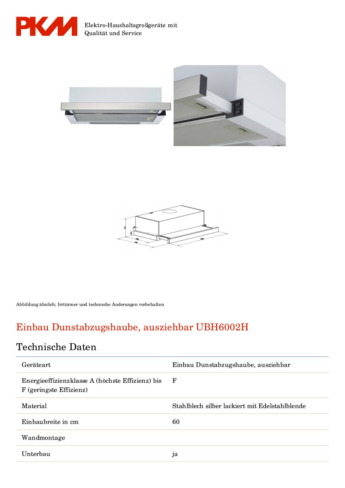 PKM UBH6002H User Manual