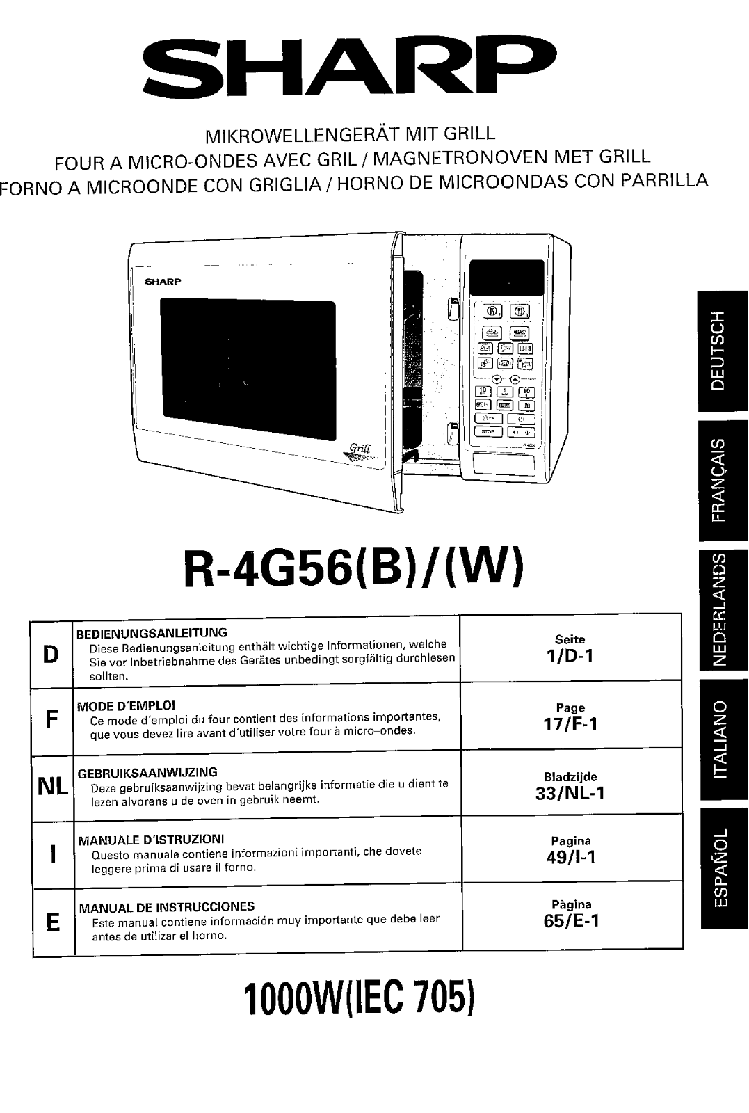 Sharp R-4G56 User Manual