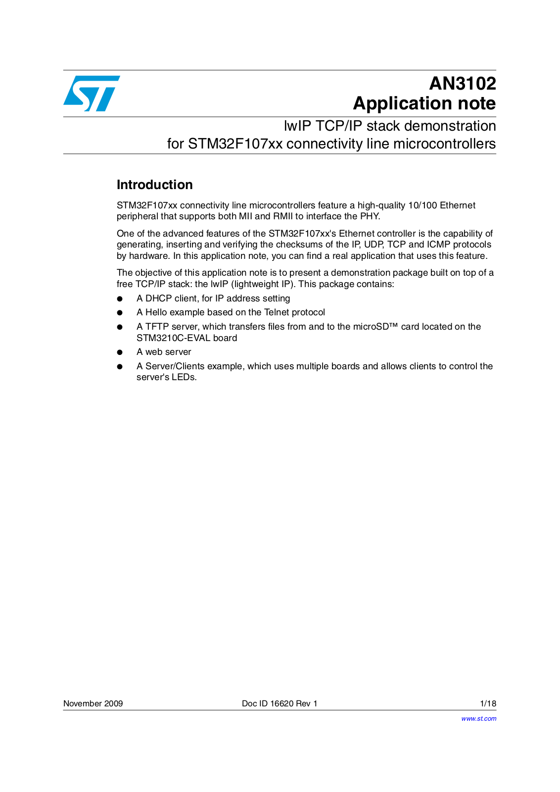 ST AN3102 Application note