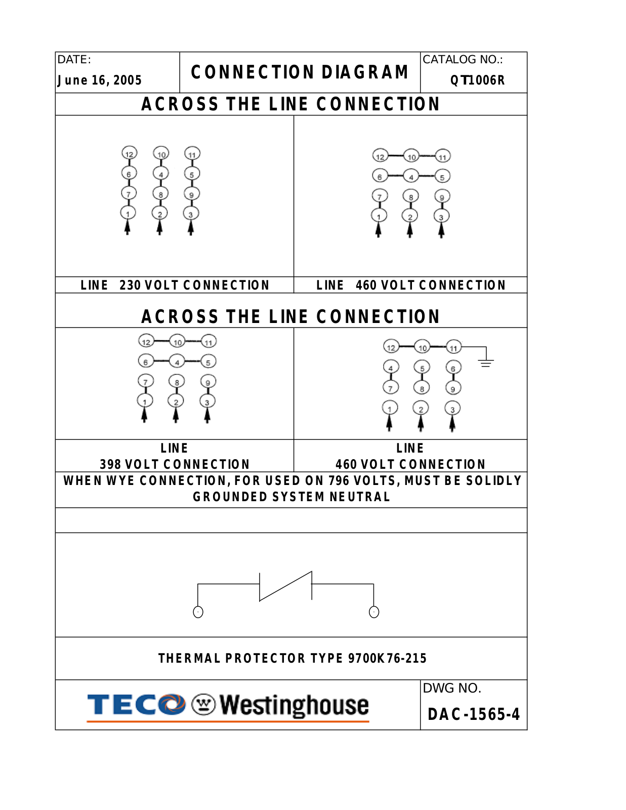 Teco QT1006R Connection Diagram