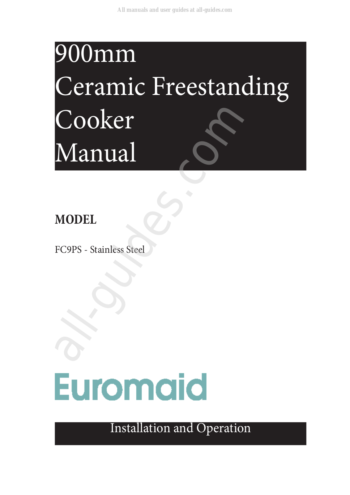 Euromaid FC9PS Installation And Operation Manual