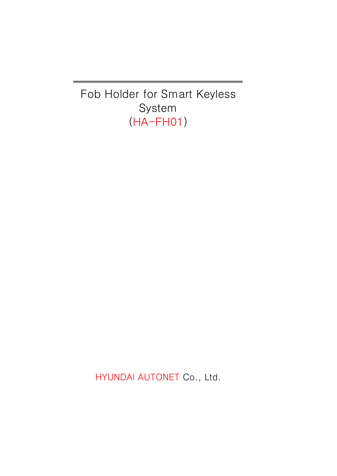 HYUNDAI MOBIS HA FH01 User Manual