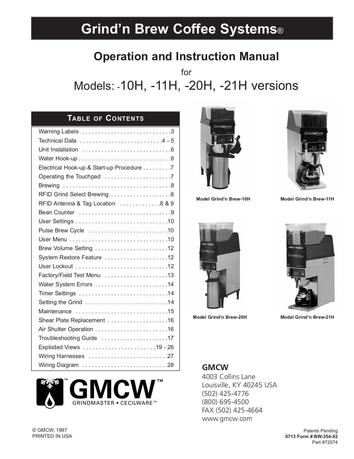 Cecilware GNB-10H Installation  Manual