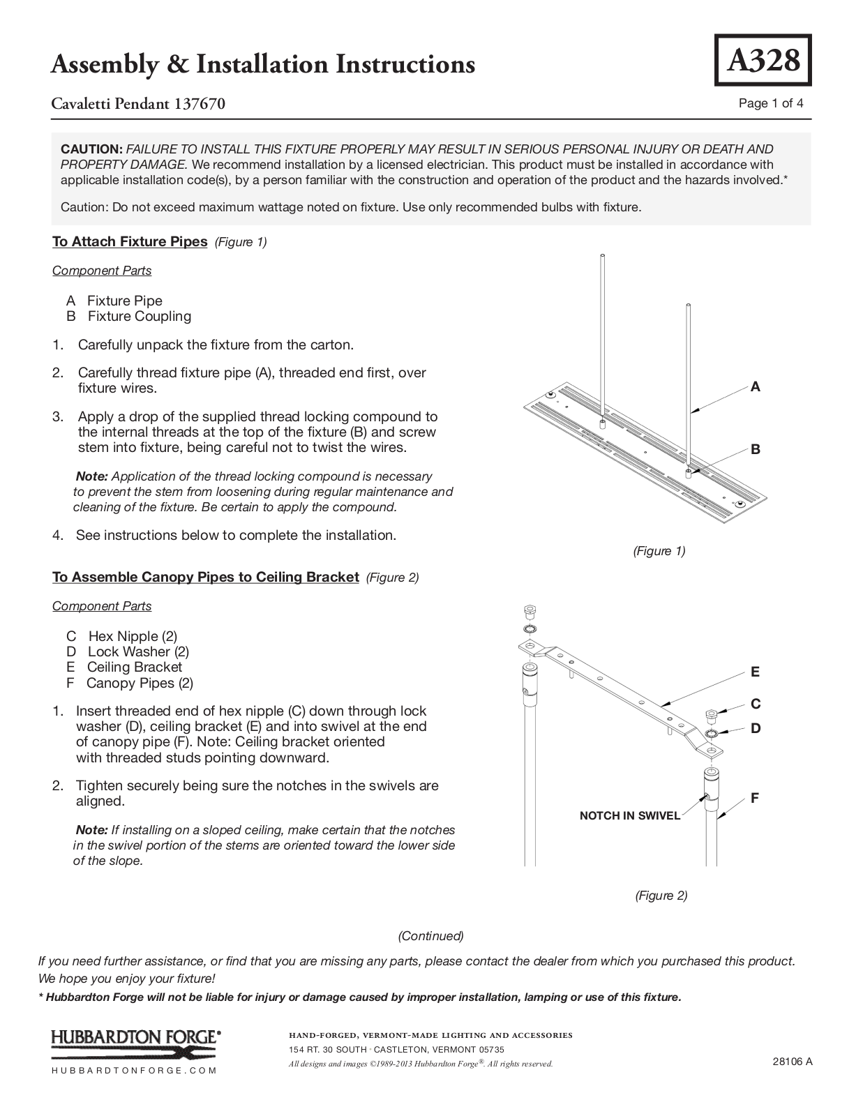 Hubbardton Forge 137670 User Manual