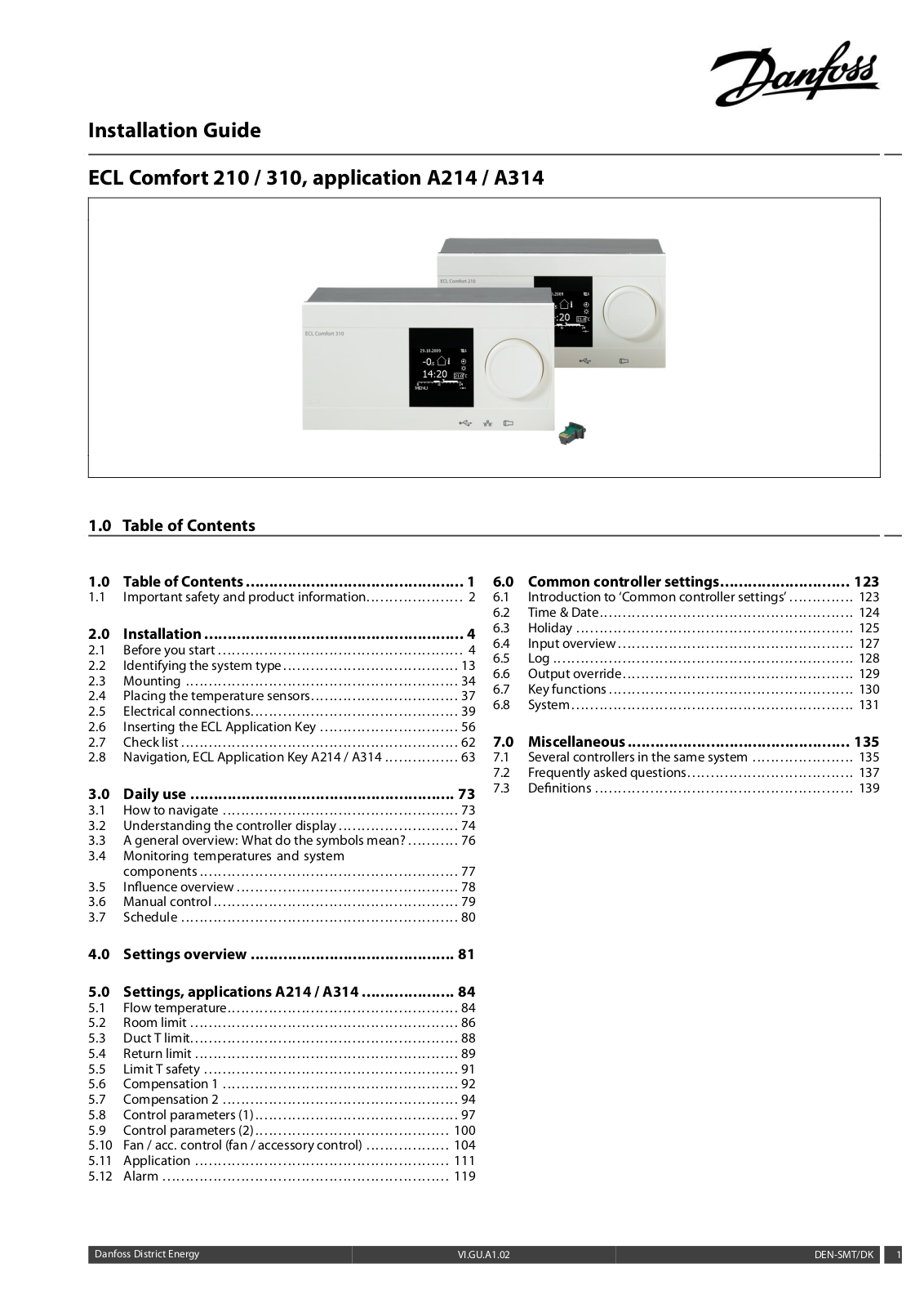 Danfoss ECL Comfort 310, ECL Comfort 210 User Manual