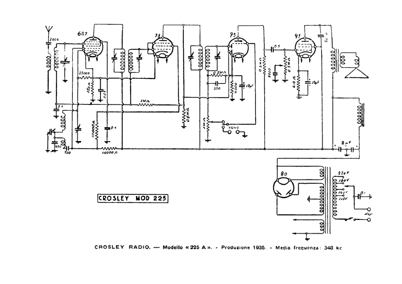 Siare Crosley 225a schematic