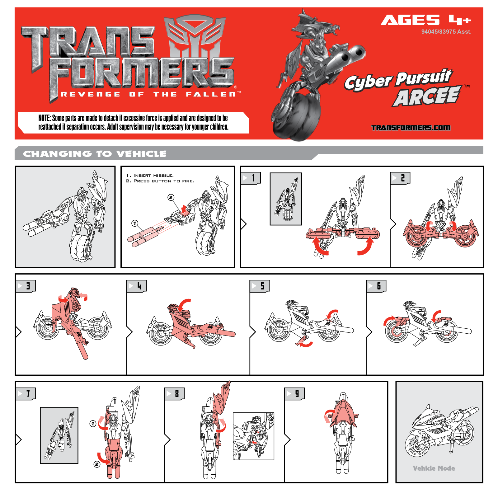 Hasbro TRANSFORMERS CYBER PURSUIT ARCEE User Manual