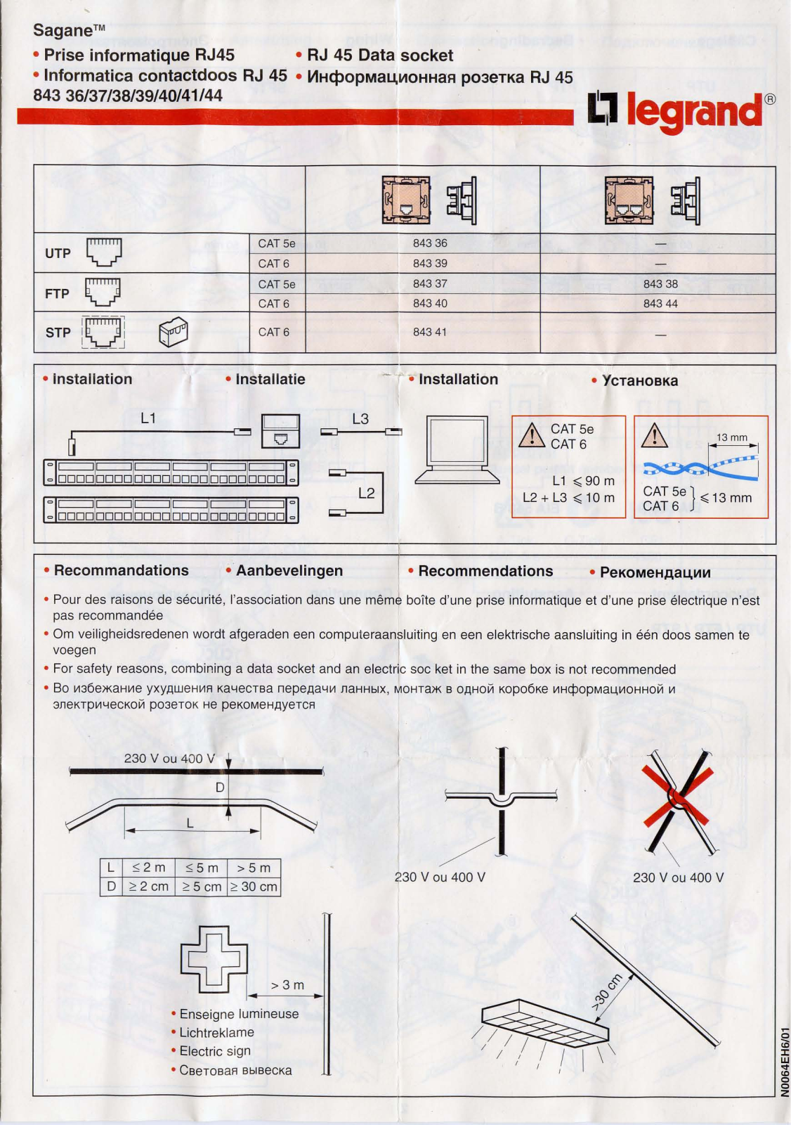 LEGRAND 843 37, 843 38, 843 40 User Manual