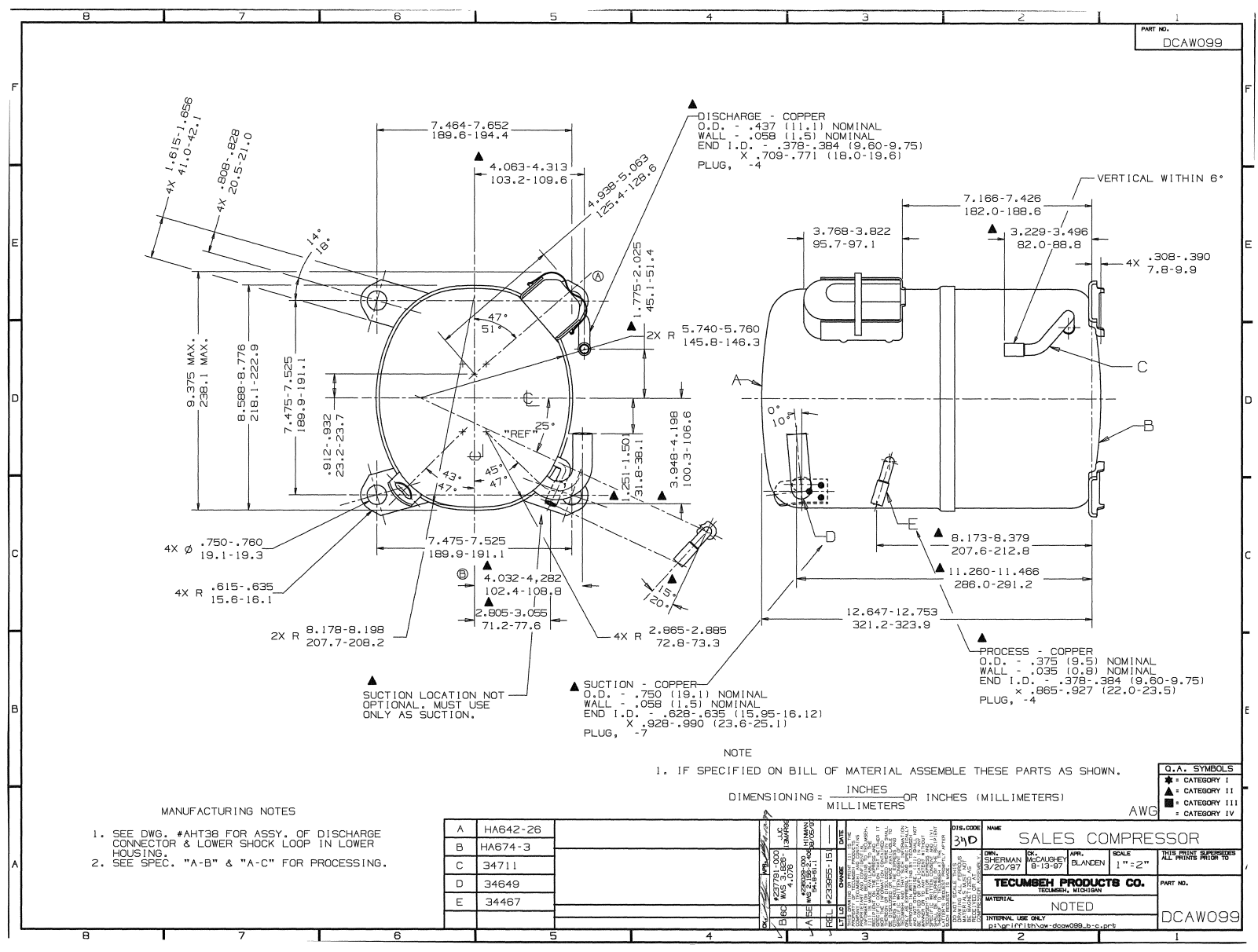 Tecumseh AWA2460ZXC, AWA2460ZXD, AWA7512ZXD, AWA7515ZXC, AWA7515ZXD Drawing Data