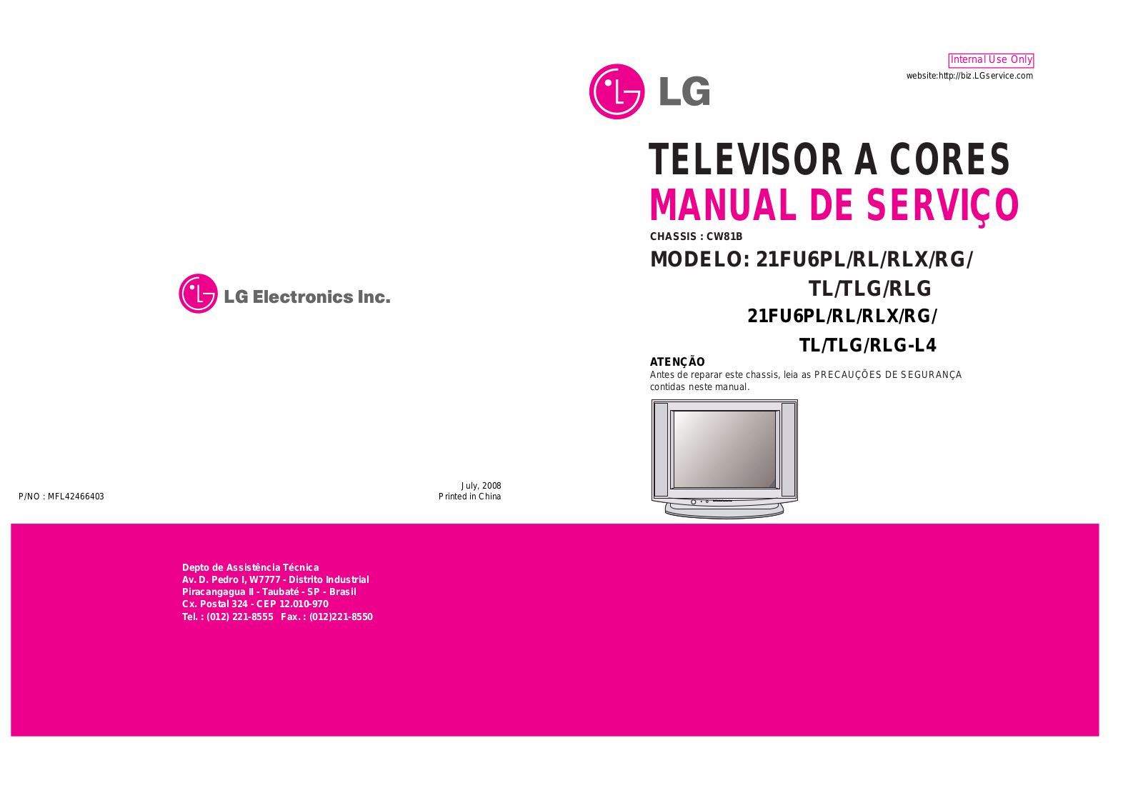 lg 21FU6PL, 21FU6RL, 21FU6RLX, 21FU6RG, 21FU6TL Service Manual