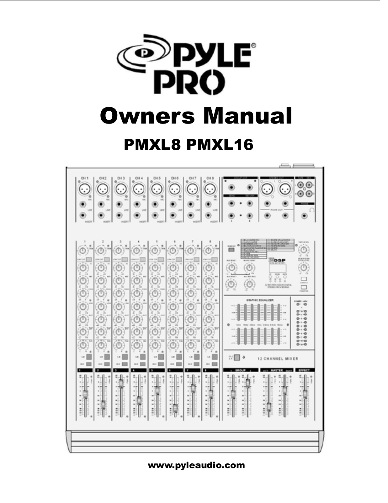 PYLE Audio PMXL8, PMXL16 User Manual