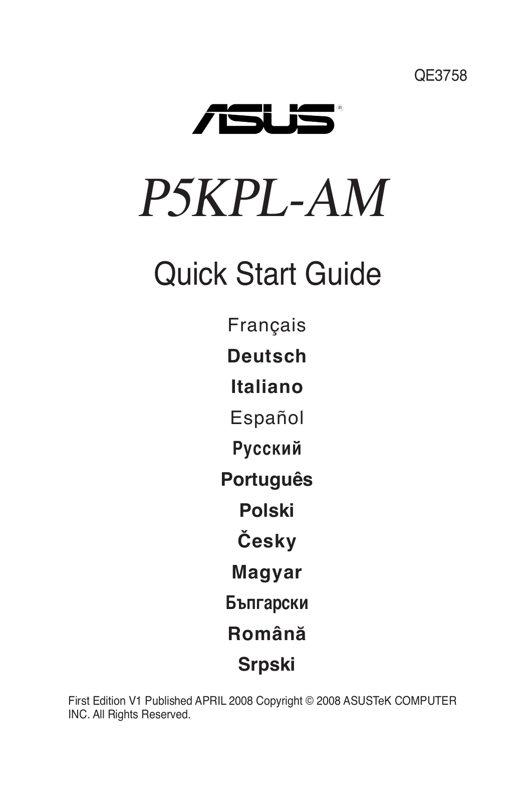 Asus P5KPL-I User Manual