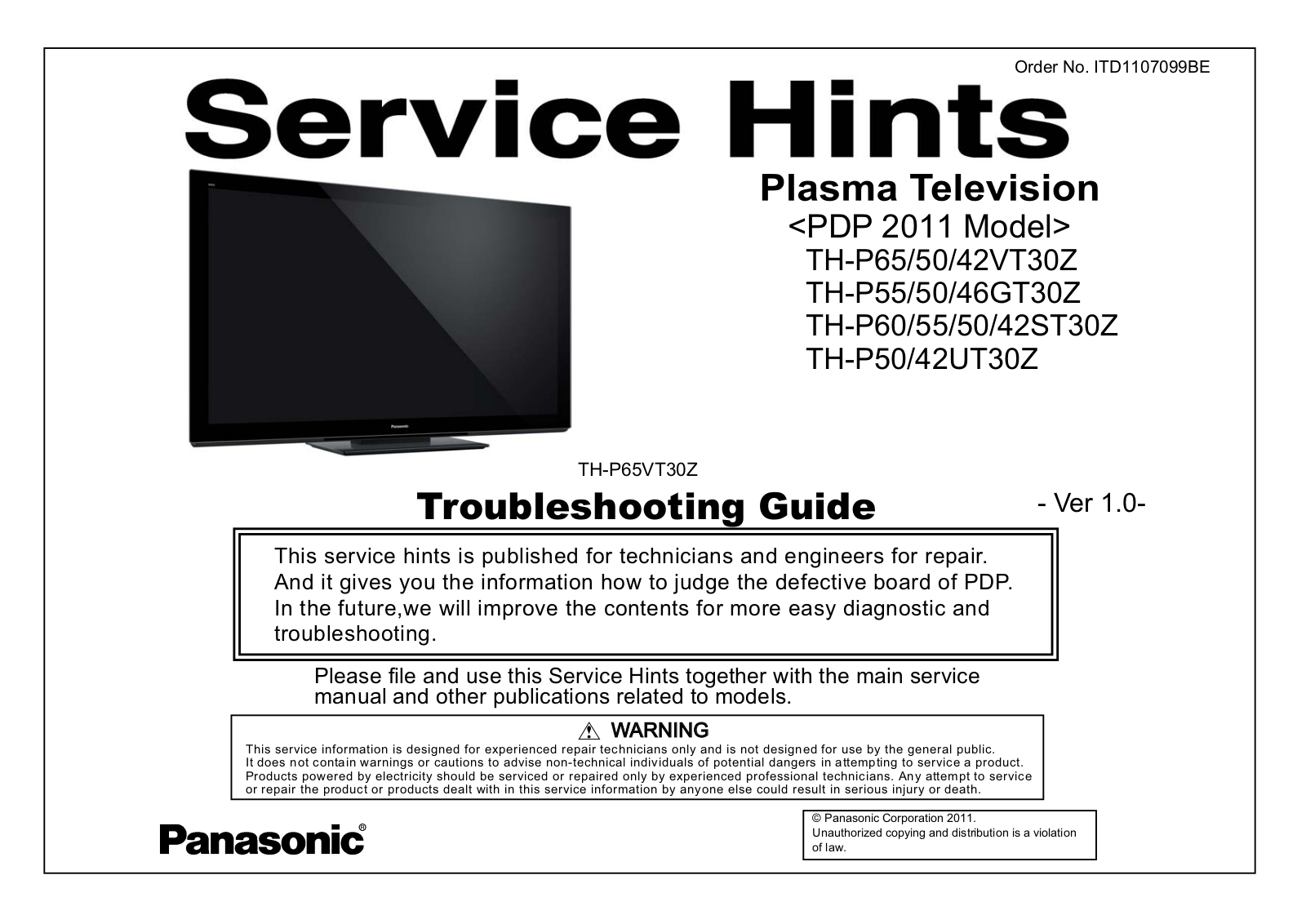 Panasonic th p42st30z, th p42vt30z, th p50vt30z, th p50gt30z, th p50ut30z schematic