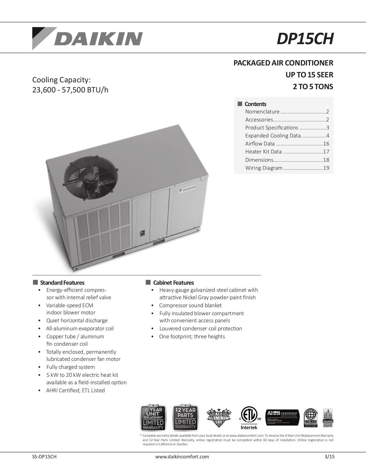 Goodman DP15CH2441A User Manual