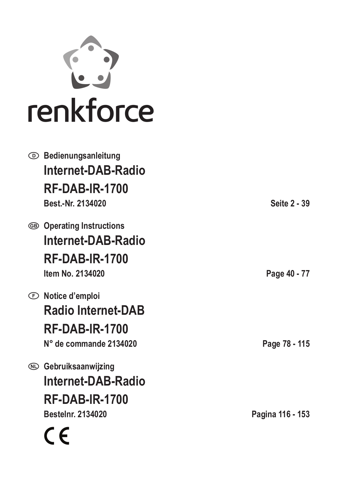 Renkforce RF-DAB-IR-1700 User guide