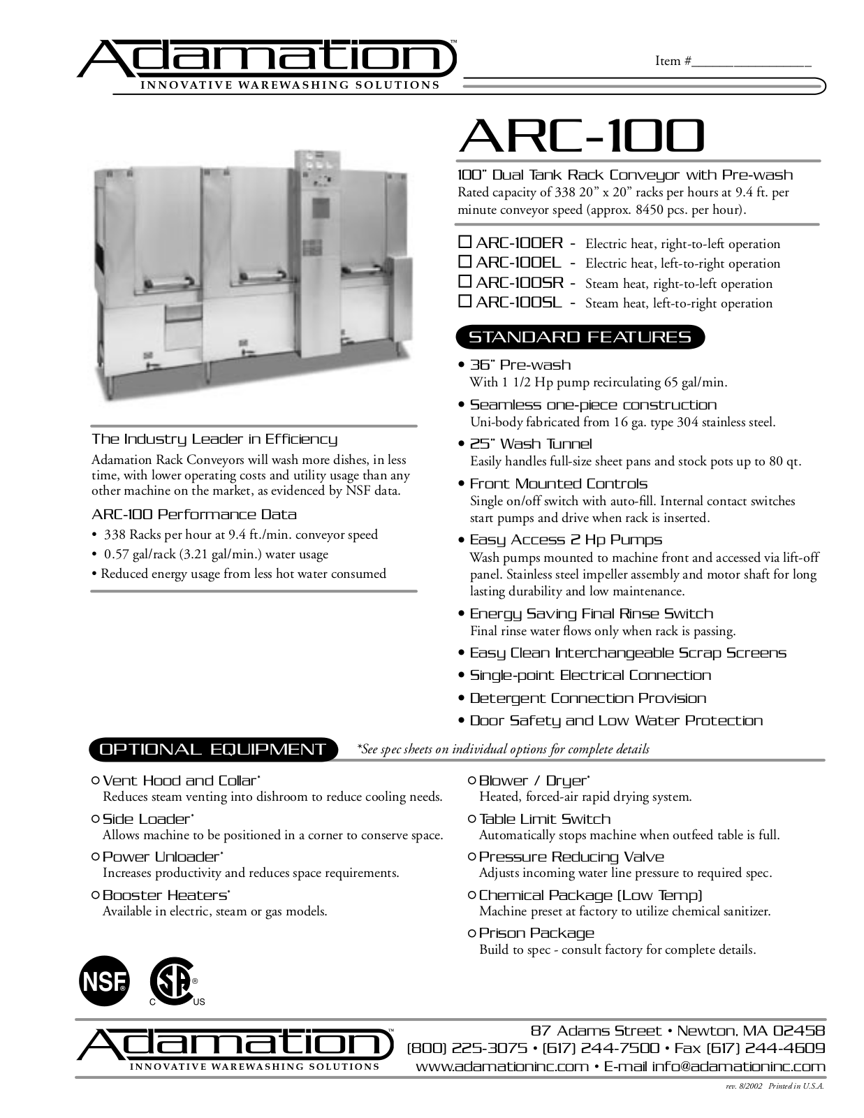 Adamation ARC-100EL, ARC-100 User Manual