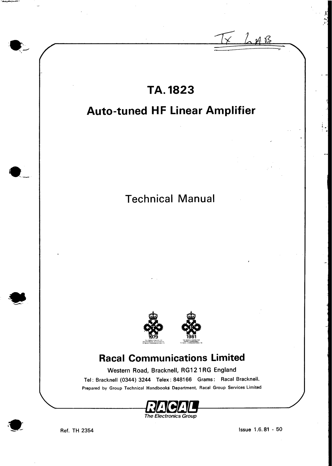 Racal ta1823 User Manual