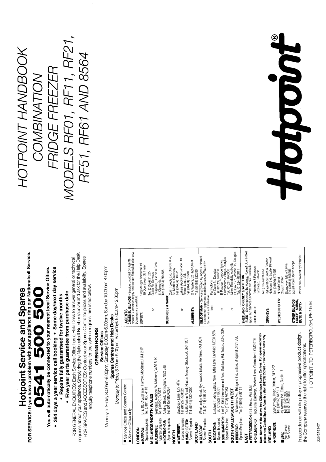 Hotpoint-Ariston HBRF61 User Manual