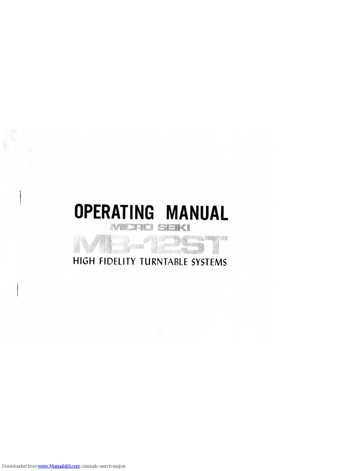 Micro Seiki MB-12ST Operating Manual