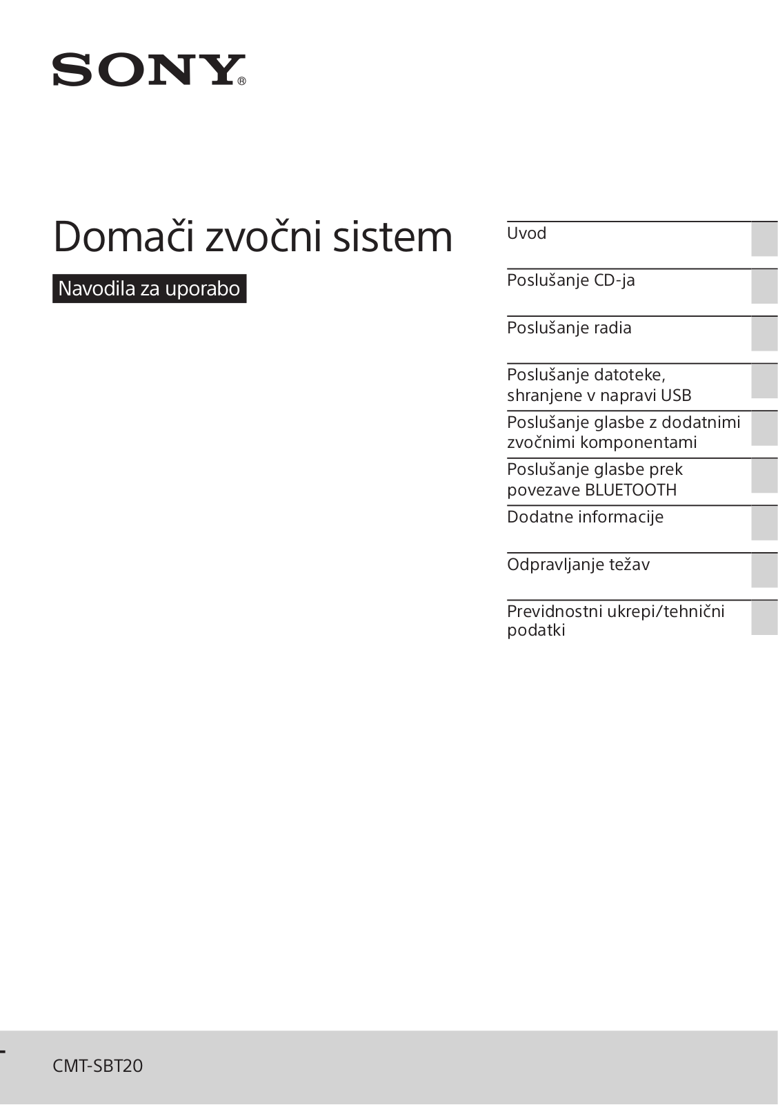 Sony CMT-SBT20 User Manual