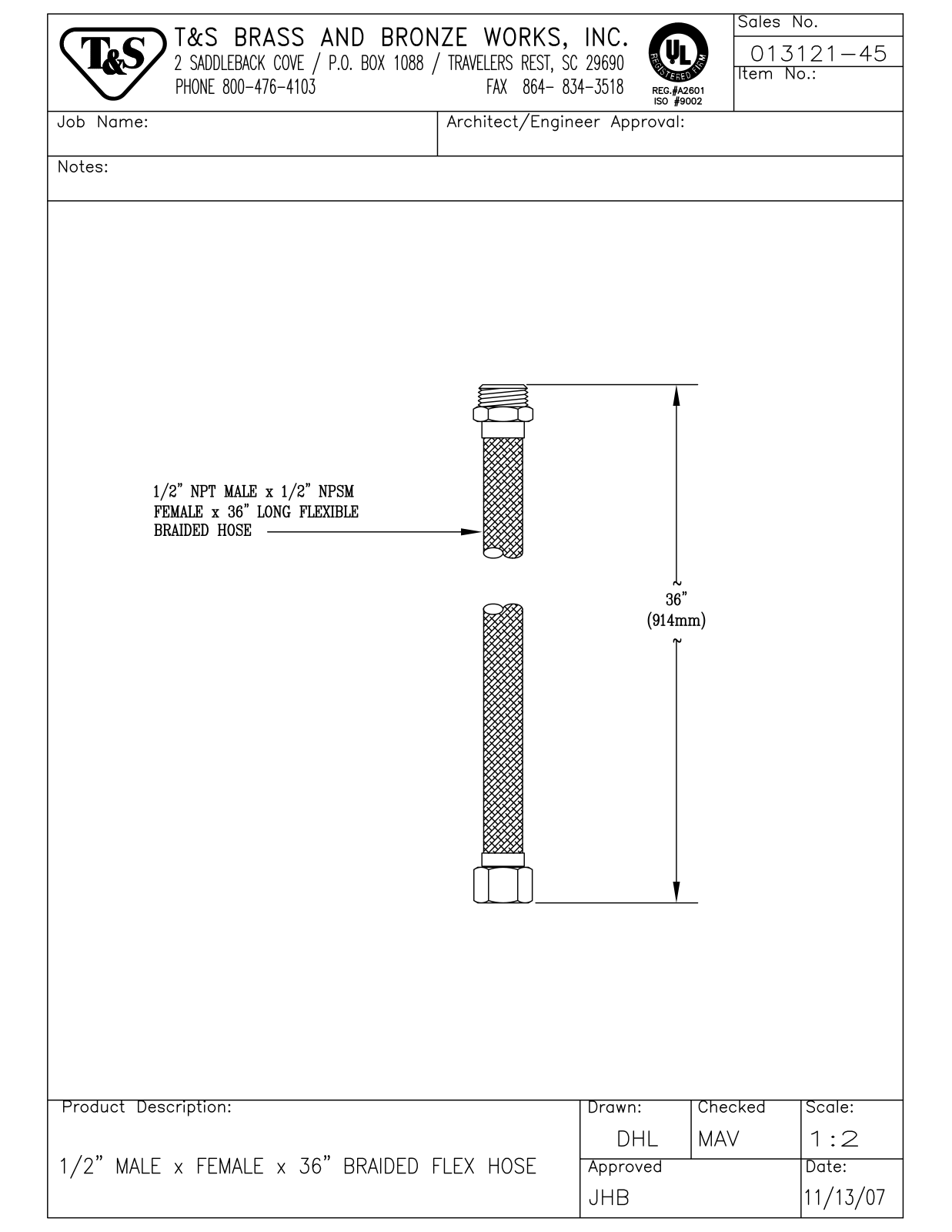 T&S Brass 013121-45 User Manual