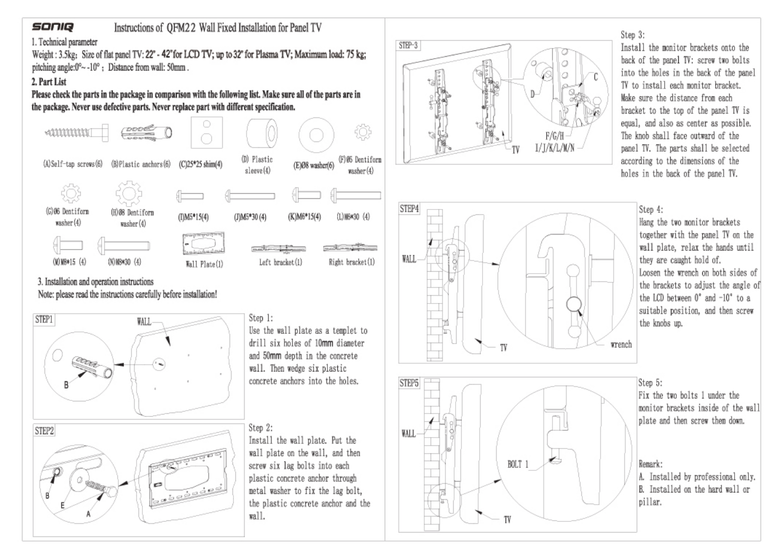 SONIQ QFM22 Instruction Manual