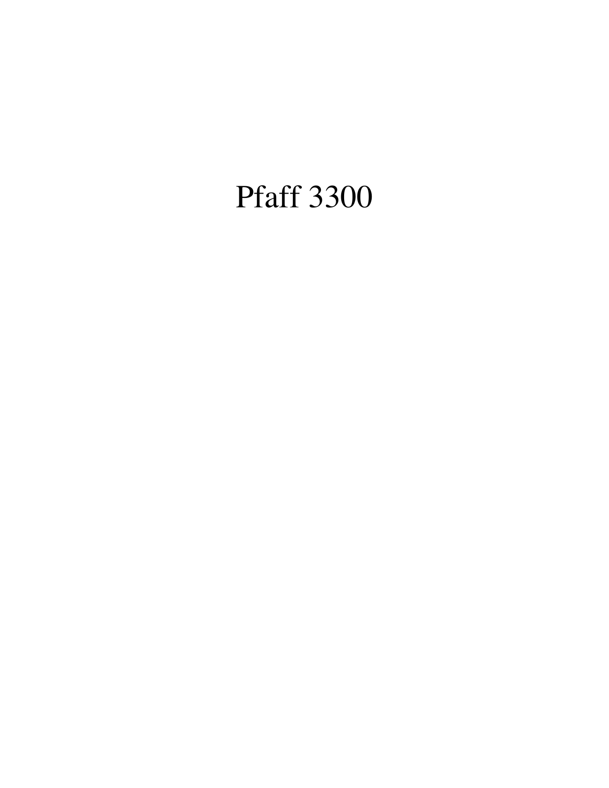 PFAFF 3300 Parts List