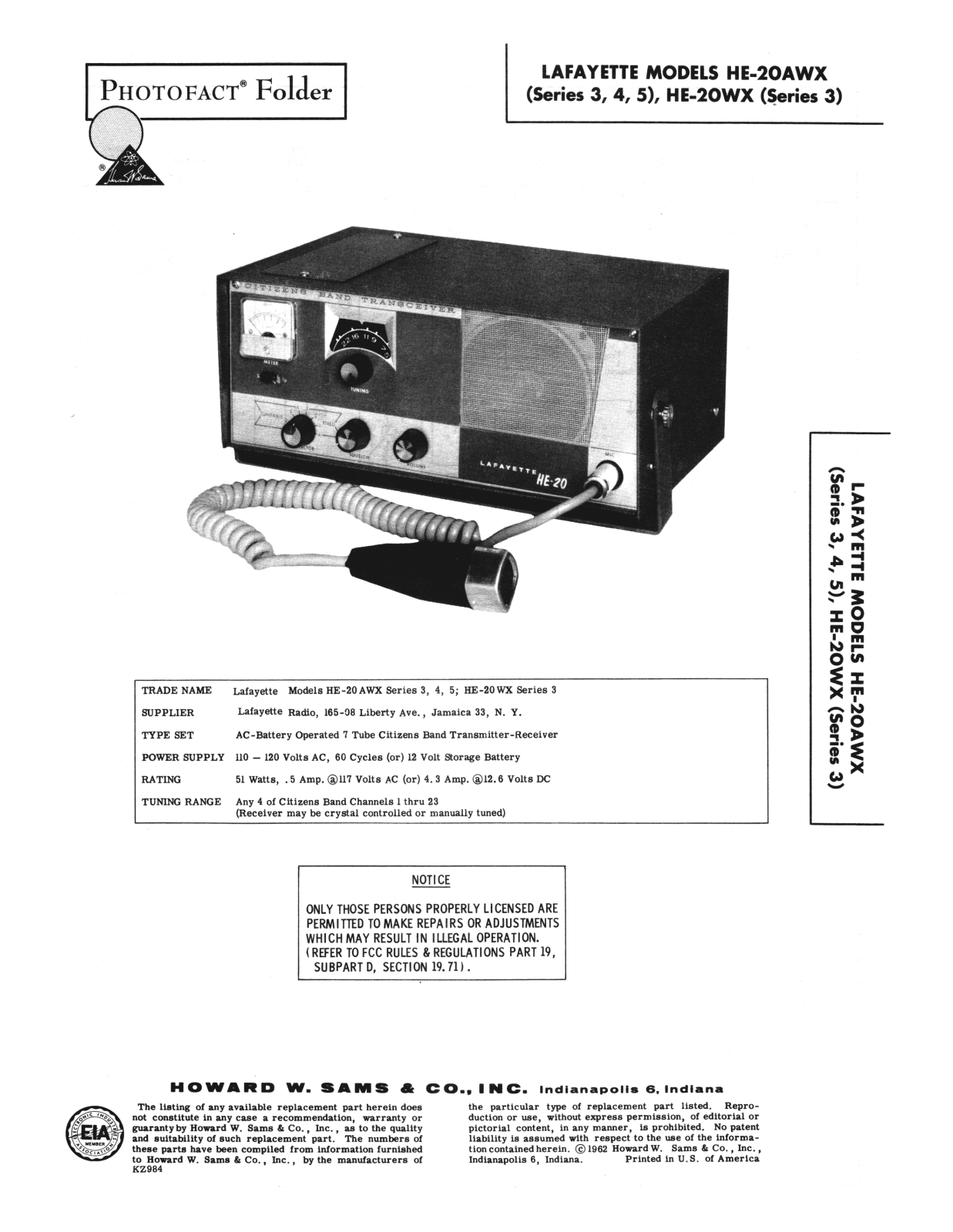 Lafayette HE-20-AWX Service manual