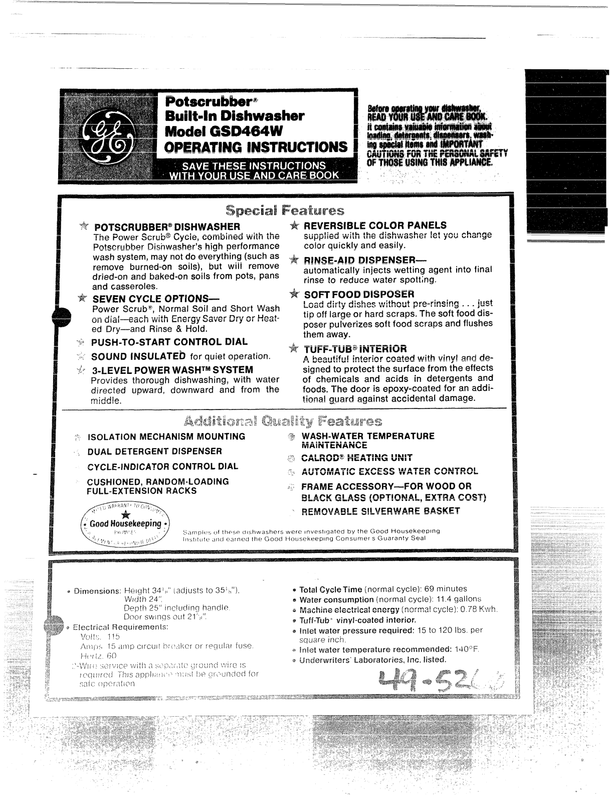 GE GSD464W Operating Instructions - ManualMachine.com