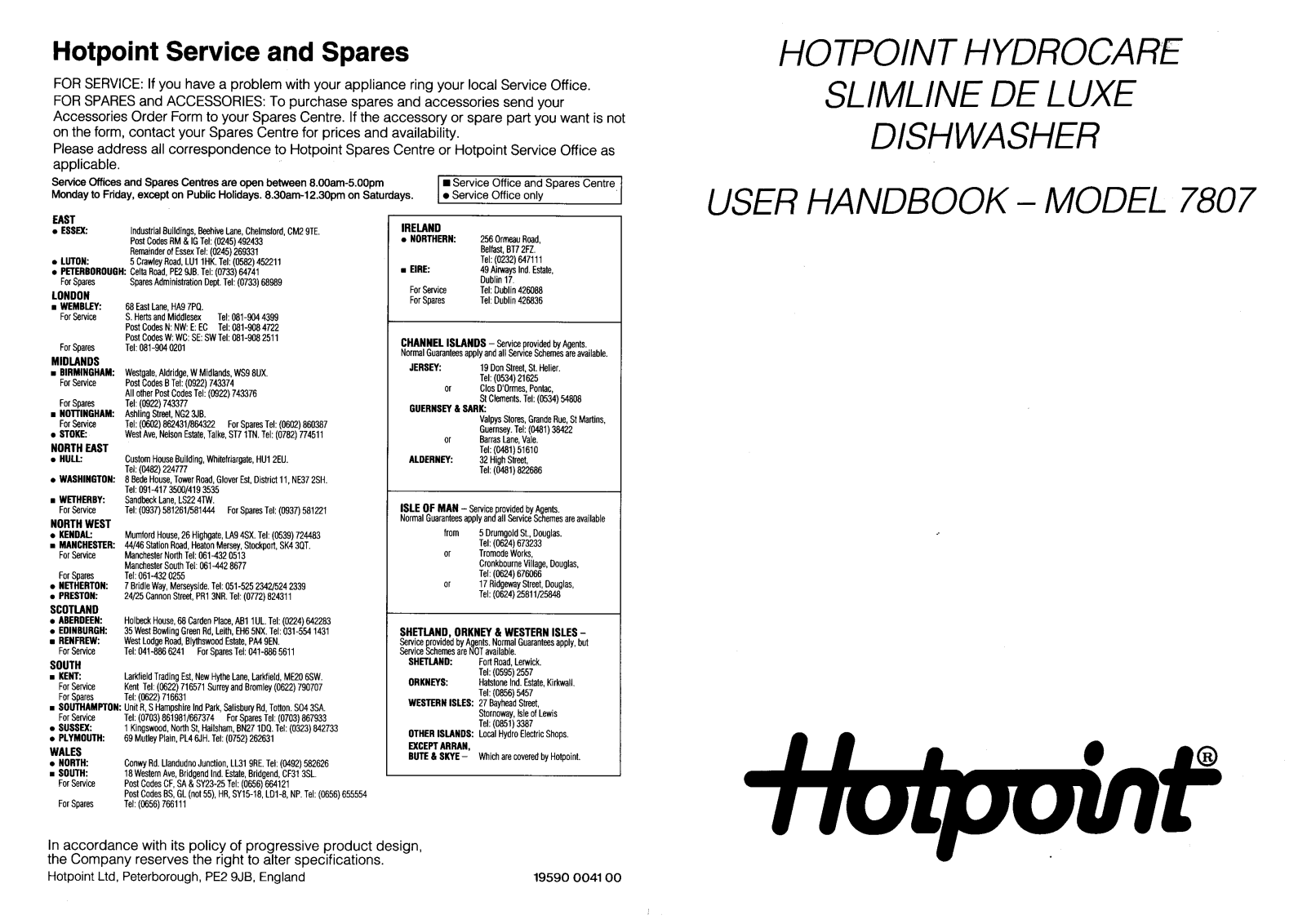 Hotpoint 7807 User Manual