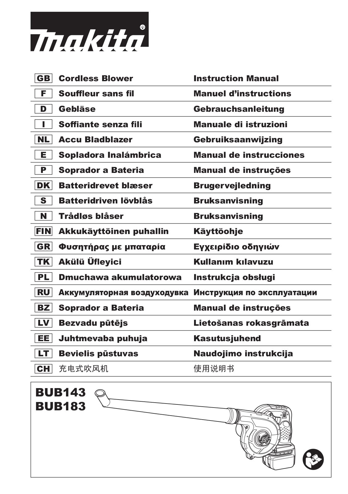 MAKITA BUB143Z User Manual