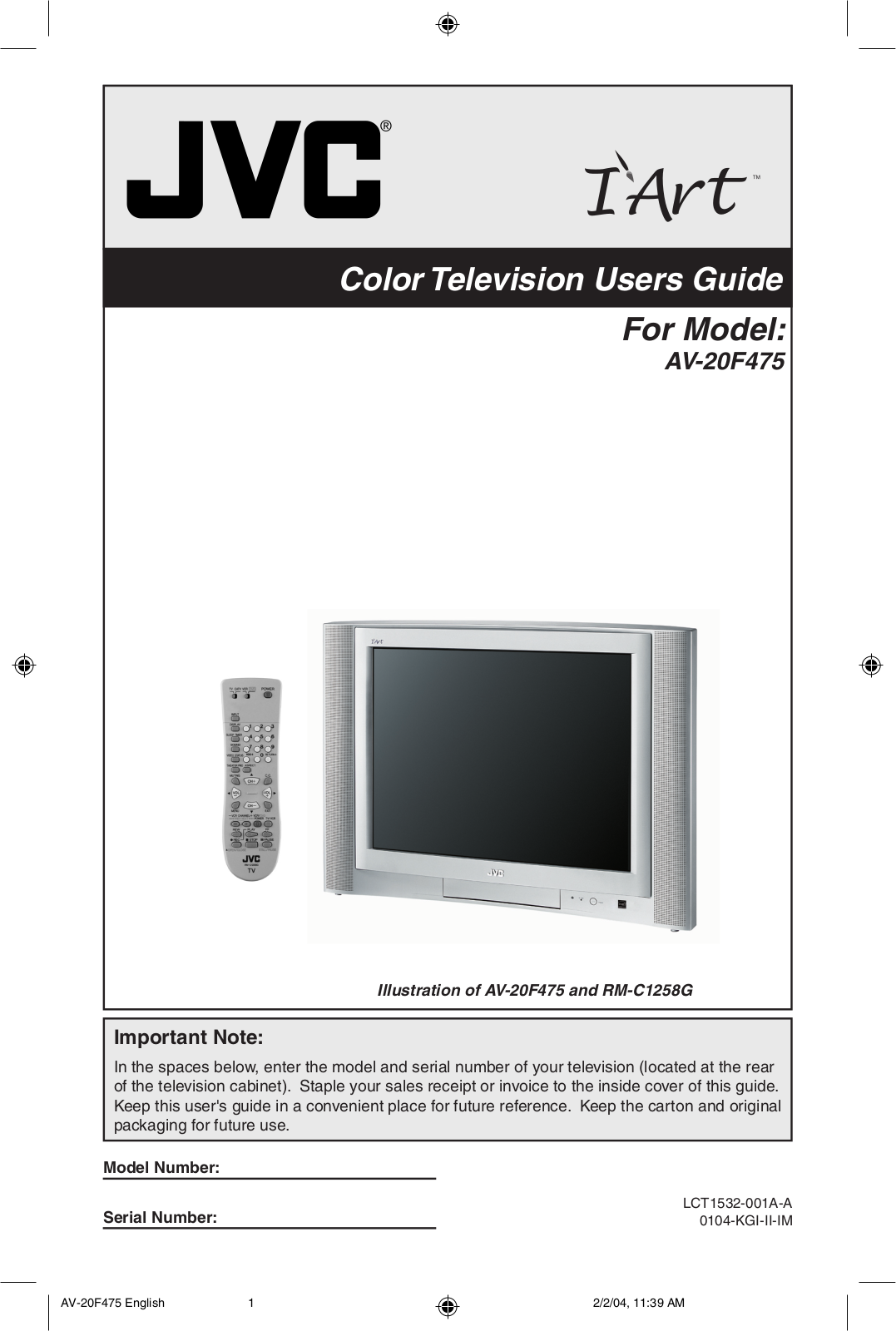 JVC AV-20F475 User Manual