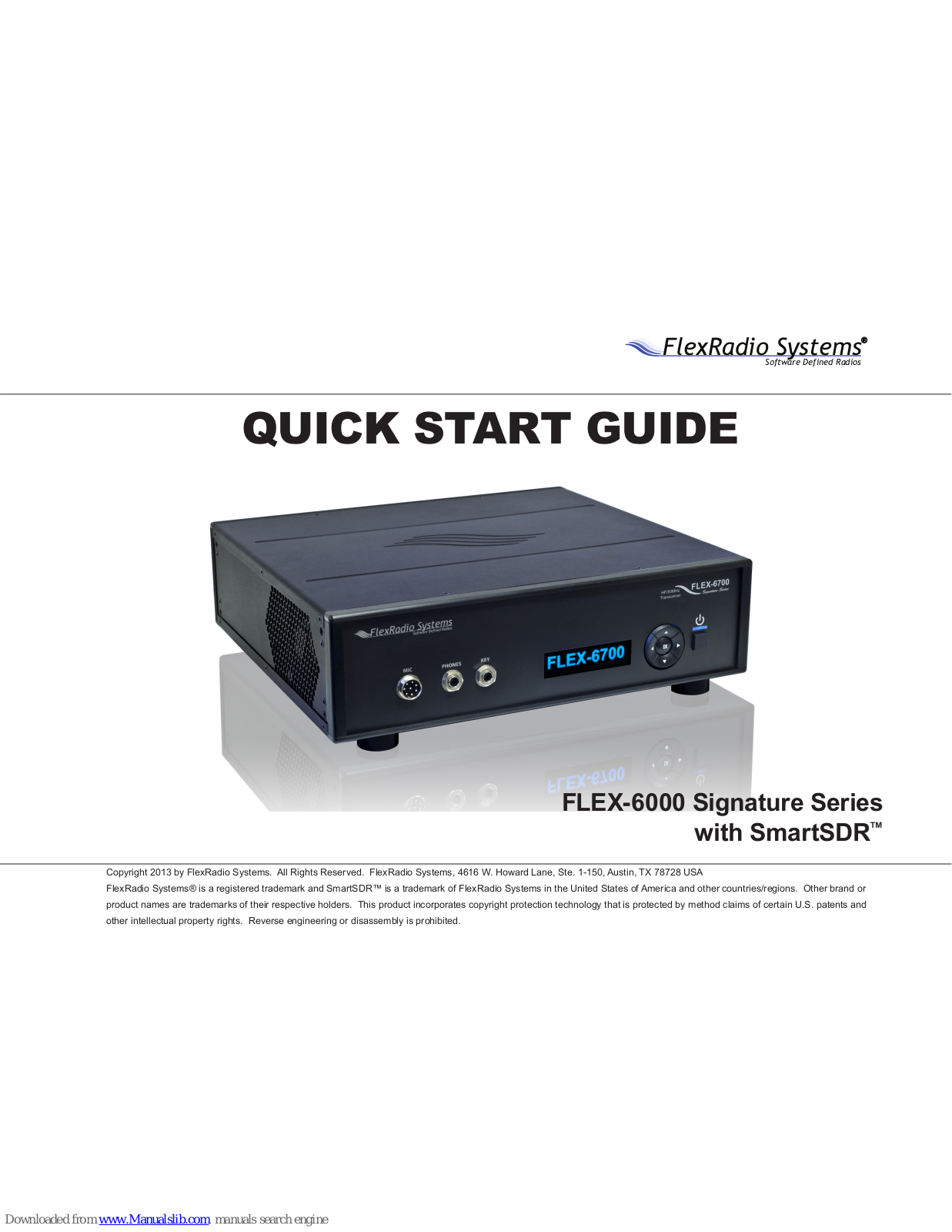 FlexRadio Systems FLEX-6000 Signature Series Quick Start Manual - ManualMachine.com