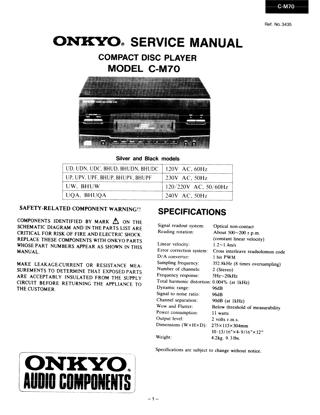 Onkyo CM-70 Service manual