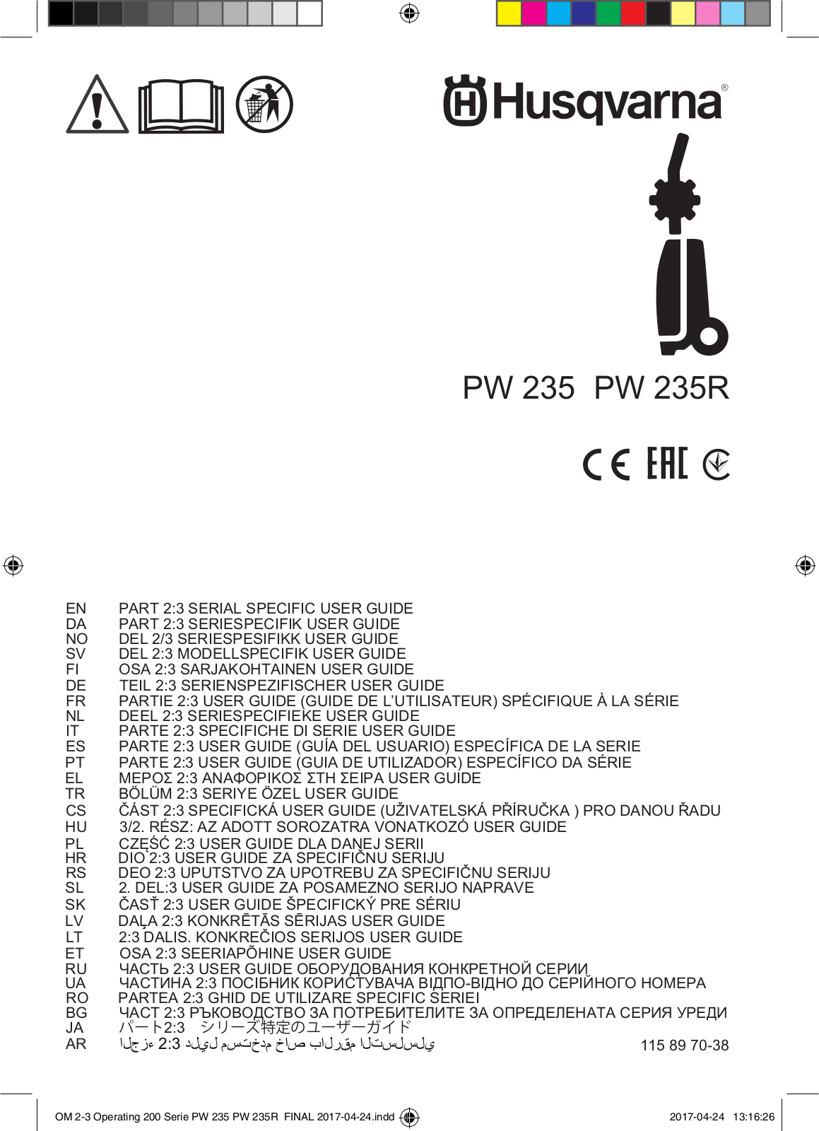 Husqvarna PW 235 User manual