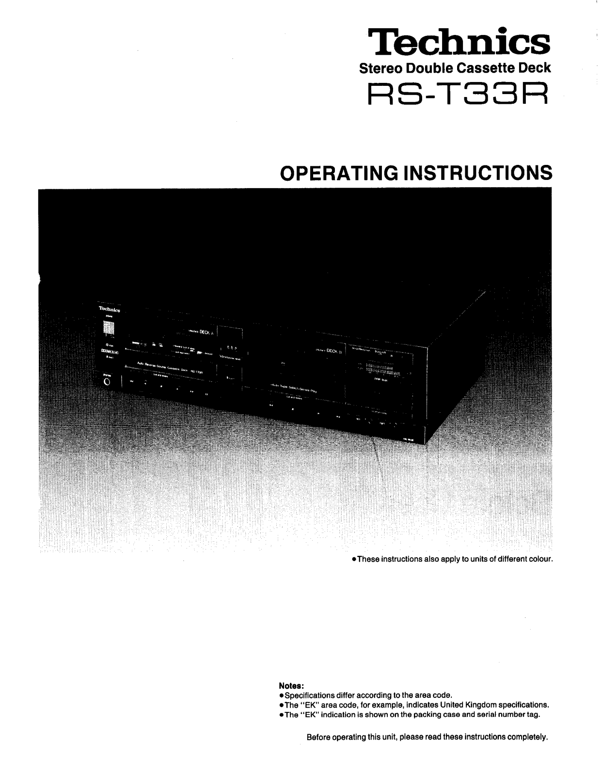 Panasonic RS-T33R User Manual