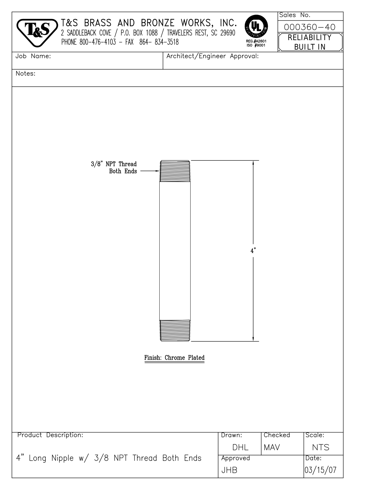 T&S Brass 000360-40 User Manual