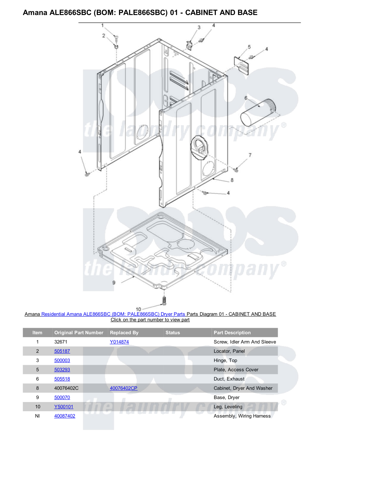 Amana ALE866SBC Parts Diagram