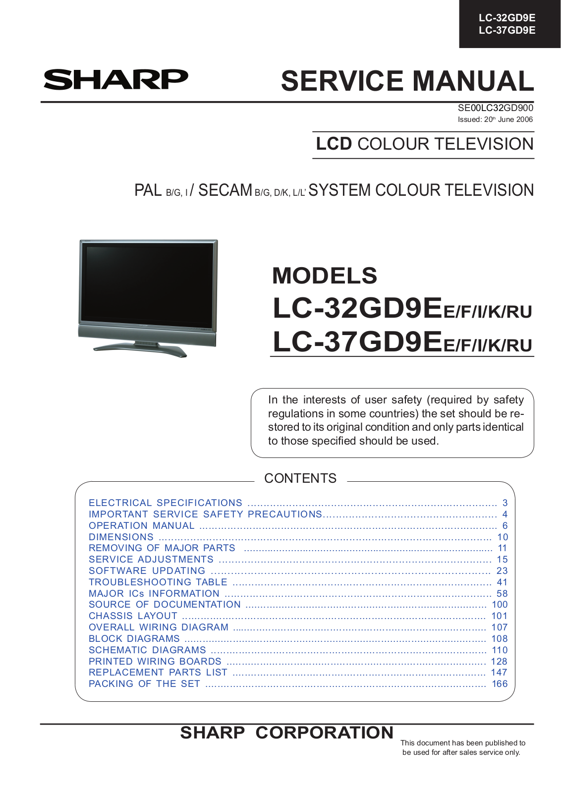 Sharp LC-32GD9E, LC-37GD9E Schematic