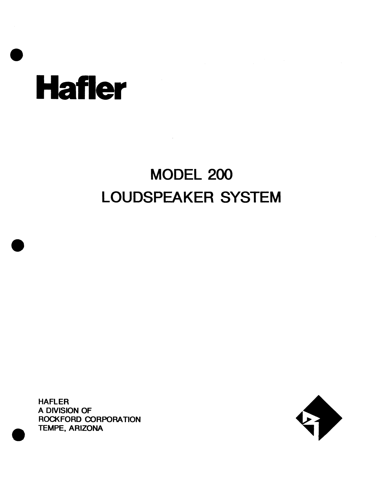 Hafler 200 User Manual