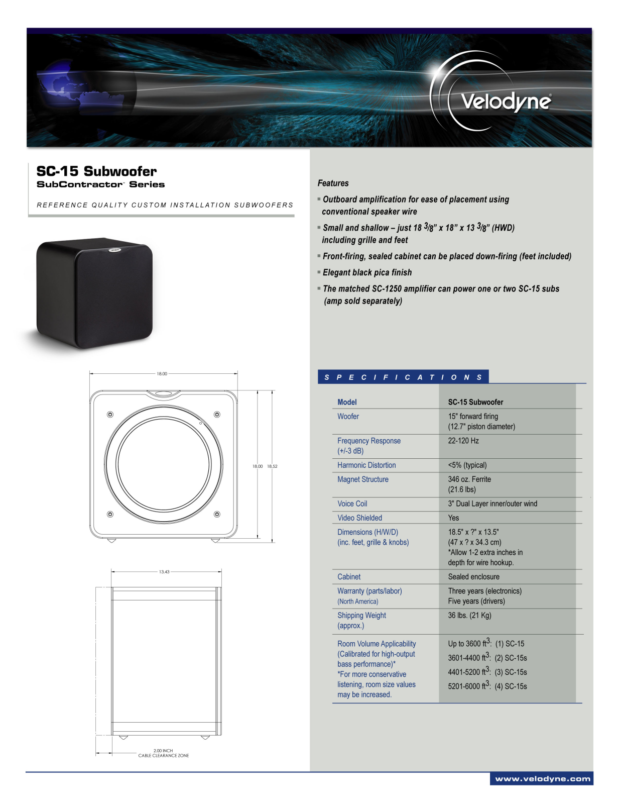 Velodyne SC-15 DATASHEET