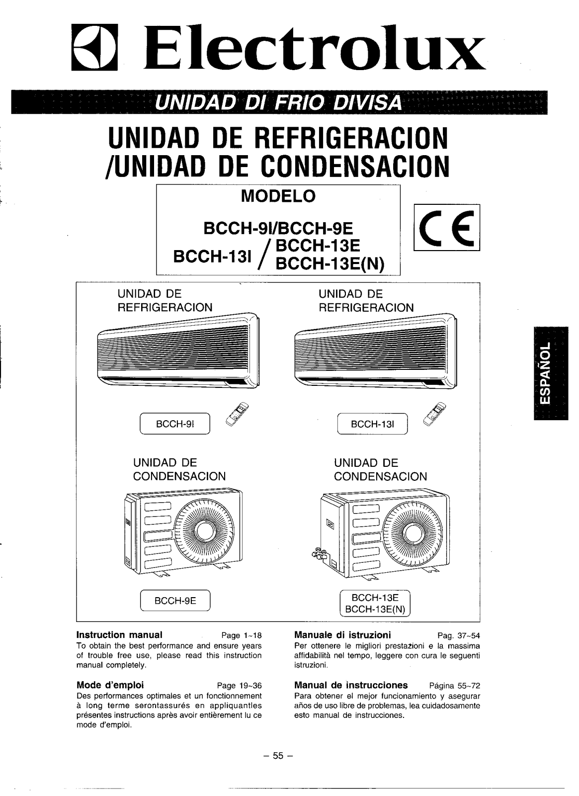 AEG BCCH-13I, BCCH-13E, BCCH-9I, BCCH-9E, BCCH-13E(N) User Manual