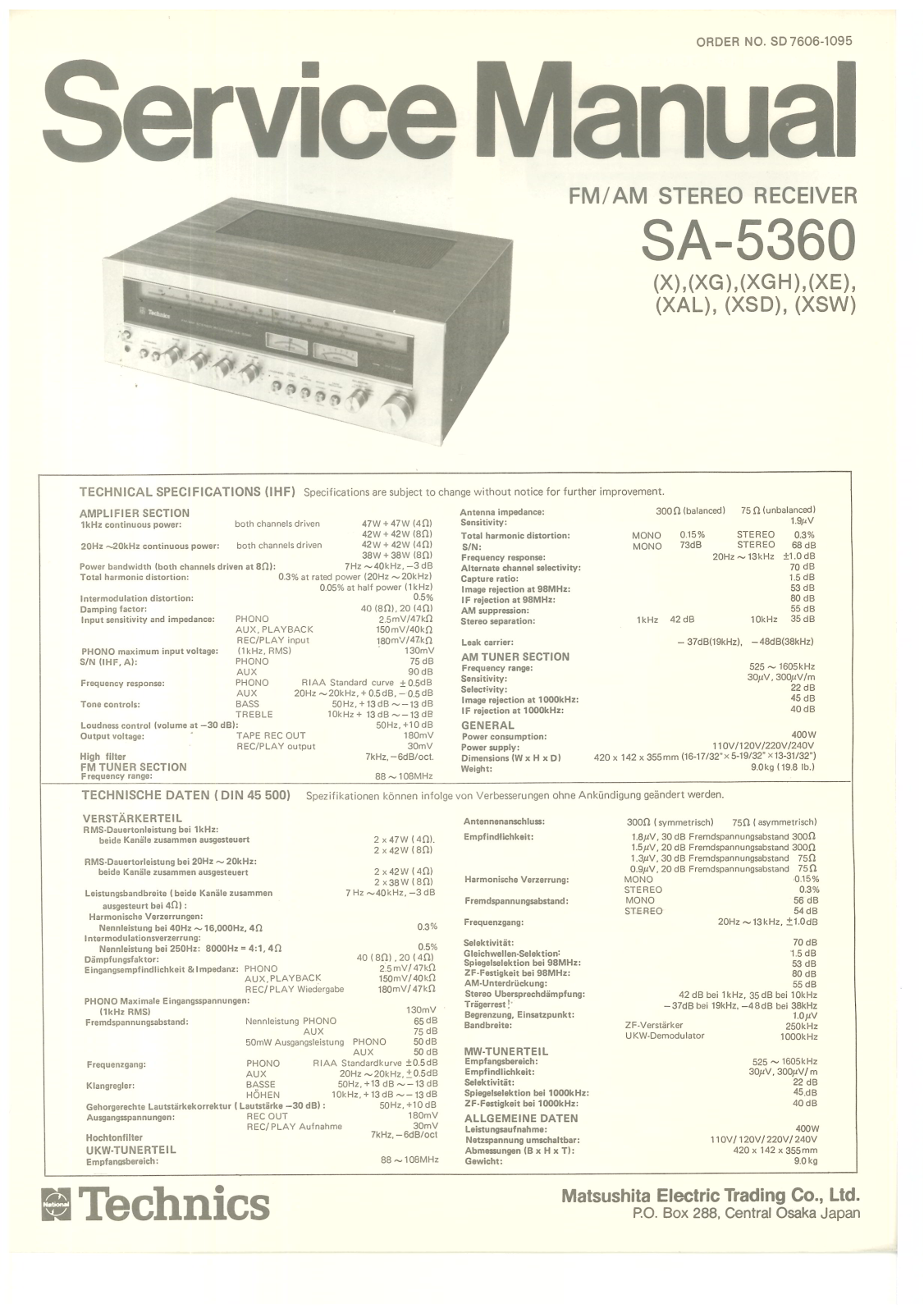 Technics SA-5360 Service Manual
